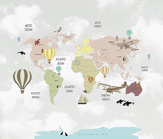 Papel de Parede Mapas Infantis - Infantil - KPMIN002 - Vinílico