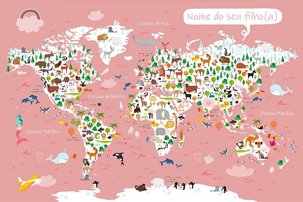 Papel de Parede Mapas Infantis - Infantil - KPMIN016 - Vinílico