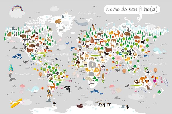 Papel de Parede Mapas Infantis - Infantil - KPMIN017 - Vinílico