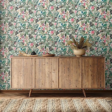 Papel de Parede Leyla - Folhas e Flores  - 81684 - Vinílico