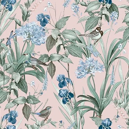 Papel de Parede Le Jardin - Folhas e Flores - M64703 - Non-Woven (TNT)