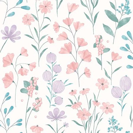 Papel de Parede Le Jardin - Folhas e Flores - M88306 - Non-Woven (TNT)