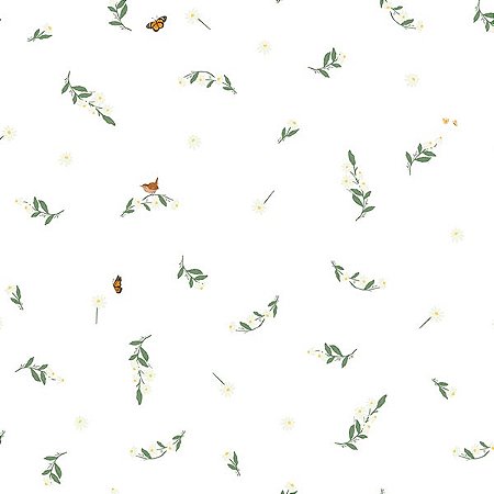 Papel de Parede Passeio no Campo - Folhas e Flores - 602261 - Vinílico