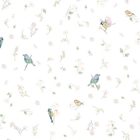 Papel de Parede Passeio no Campo - Folhas e Flores - 602445 - Vinílico