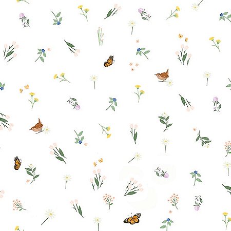 Papel de Parede Passeio no Campo - Folhas e Flores - 602520 - Vinílico