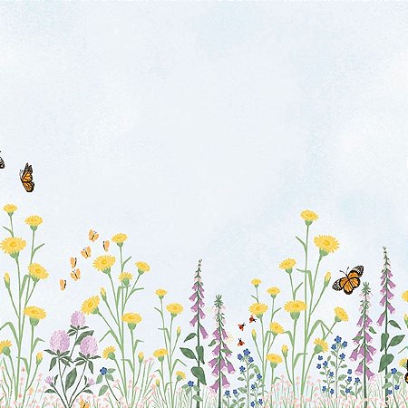 Papel de Parede Passeio no Campo - Folhas e Flores - 602735 - Vinílico