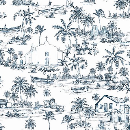 Papel de Parede Brisa do Mar - Toile de Jouy - BDM-06 - Vinílico