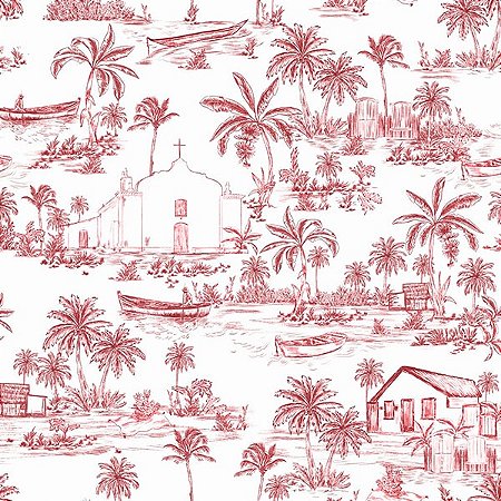 Papel de Parede Brisa do Mar - Toile de Jouy - BDM-10 - Vinílico