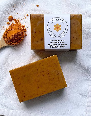 Sabonete de Açafrão da Terra e Barbatimão – Cuidado íntimo e redução de pelos