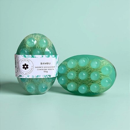 Sabonete massageador com bucha vegetal de Bambu 130g