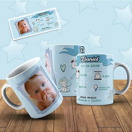 Canecas personalizada,peso e medidas de nascimento