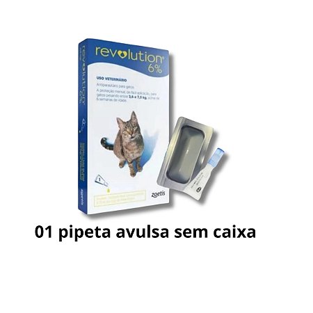 Antipulgas Revolution 6% para Gatos de 2,6kg a 7,5kg - 1 Pipeta