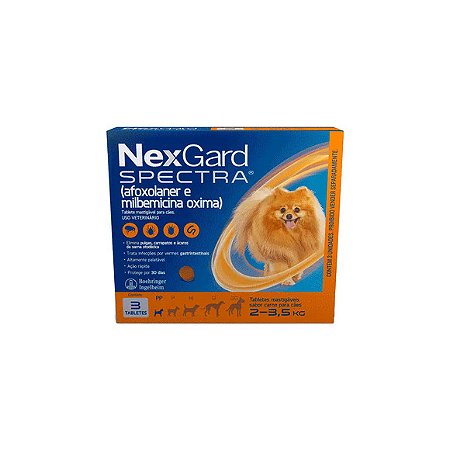 NexGard Spectra Antipulgas e Vermífugo Cães 2kg a 3,5kg - 1 comprimido