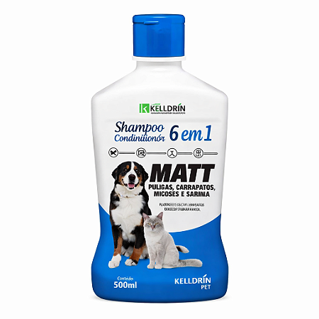 Shampoo Matt Anti Pulgas Carrapatos Sarna Cães Gatos 6 Em 1