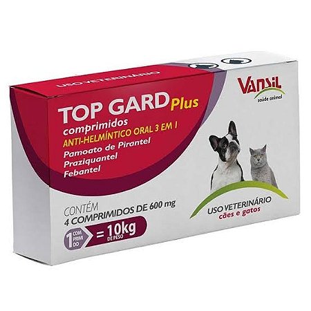 Top Gard Plus 600mg AtÉ 10kg - 01 Cartela 4 Comprimidos