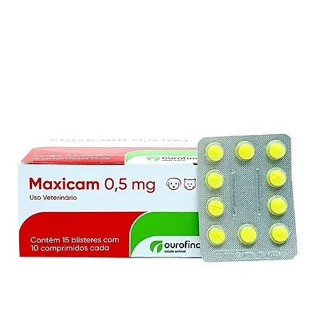 Maxicam 0,5mg Anti inflamatório Cães Gatos - 10 Cp Cartela