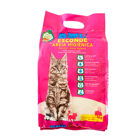 Areia Higiênica Gatos Bob Esconde Mandioca 4kg Biodegradavel