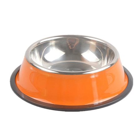 Comedouro Inox Tigela Laranja 300ml