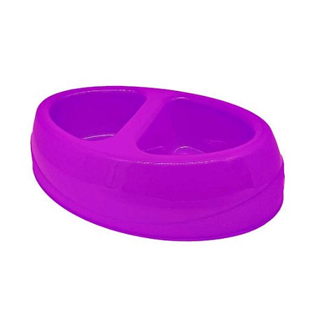 Comedouro 1000ml Duplo Roxo Neon