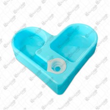 Comedouro Duplo Canto Coracao Azul