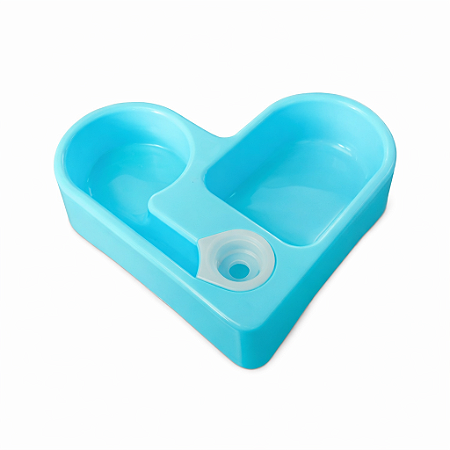 Comedouro Duplo Canto Coracao Azul