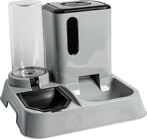 Comedouro E Bebedouro Premium Cinza