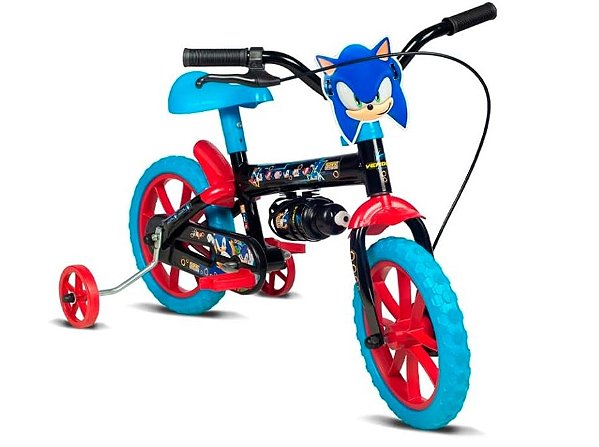 Bicicleta Infantil Sonic Aro 12 Preta e Azul