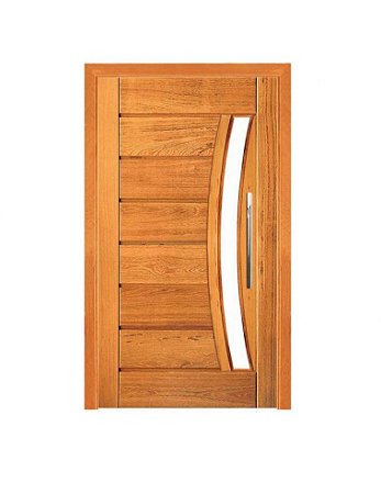 Porta Pivotante Pavuna com Visor - Madeira Maciça - Angelim