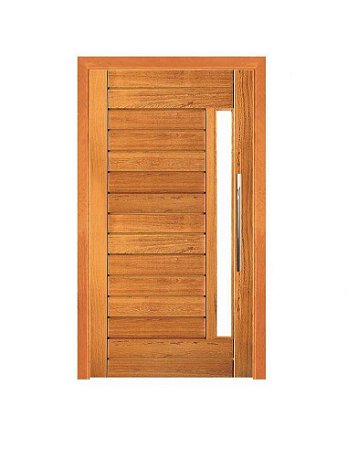 Porta Pivotante Contemporânea com Visor - Madeira Maciça - Angelim