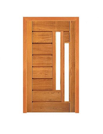 Porta Pivotante Horizontal com Visor Duplo - Madeira Maciça - Angelim