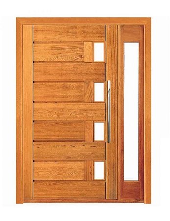 Porta Pivotante Jundiaí com Visor Lateral - Madeira Maciça - Angelim