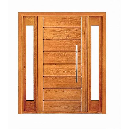 Porta Pivotante Horizontal com Visor Lateral Duplo - Madeira Maciça - Angelim