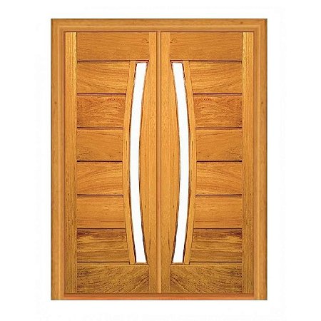 Porta Dupla de Abrir Pavuna com Visor - Madeira Maciça - Angelim