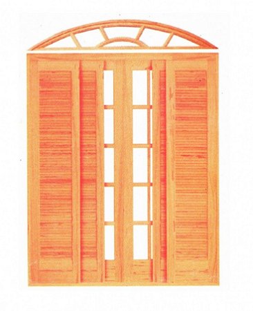 Porta de Correr Tripla Colonial - Madeira Maciça - Angelim