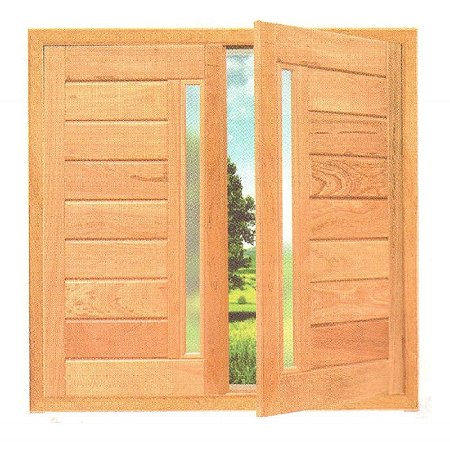 Janela de Abrir Horizontal com Visor - Madeira Maciça - Angelim