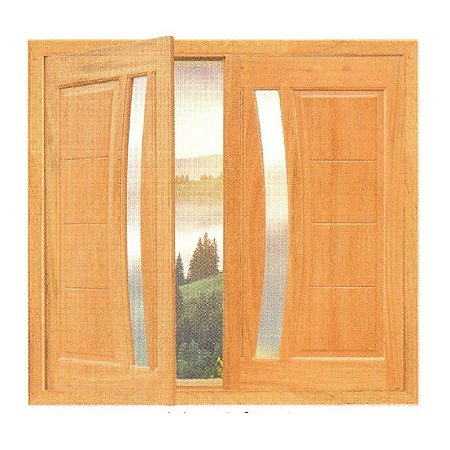 Janela de Abrir Pavuna com Visor - Madeira Maciça - Angelim