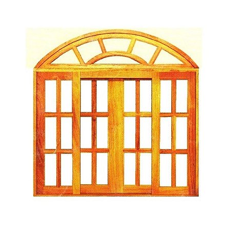 Janela de Correr Colonial Vidrinho - Madeira Maciça - Angelim