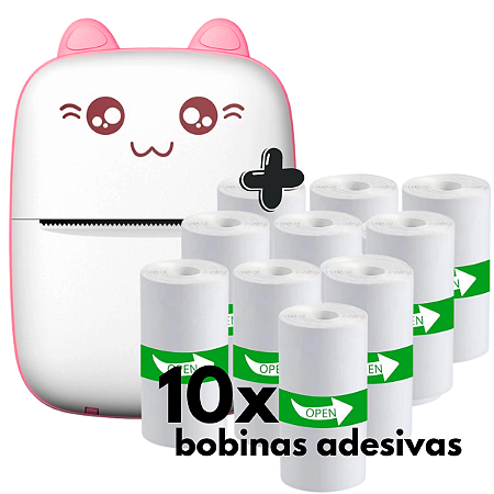 Mini Impressora Térmica Portátil Bolso Sem Fio + 10 bobinas adesivas