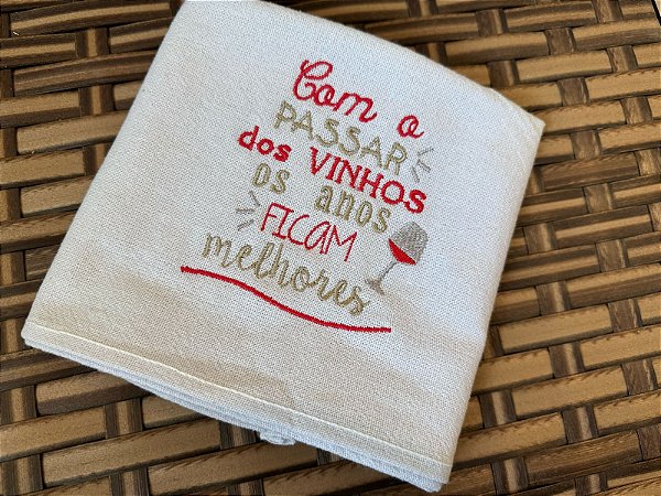 Pano de Prato Bordado Vinho 1 peça