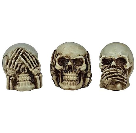 Trio sábio caveira- cega, surda e muda