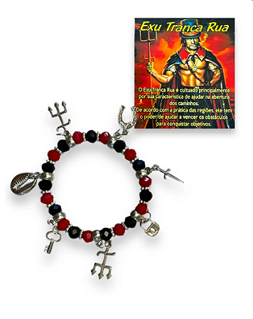 Pulseira 7 pingentes- Exu Tranca Rua