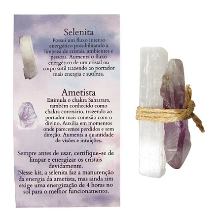 Kit Talismã Intuição Ametista/Selenita - Conexão Espiritual