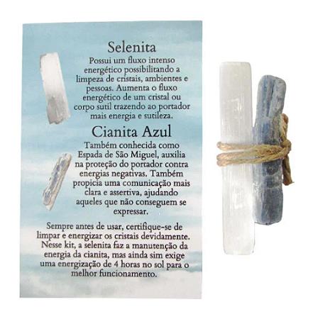 Kit Talismã Proteção Cianita Azul/Selenita- Contra Energias Negativas