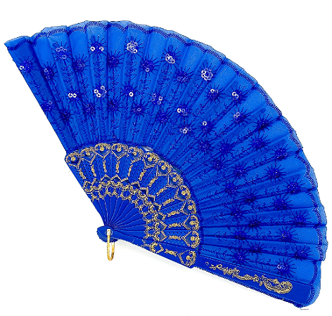 Leque Simples Cigana Paetê e Renda - Azul