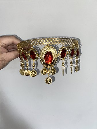 Tiara Cigana - Moedas/ Pedras Vermelhas