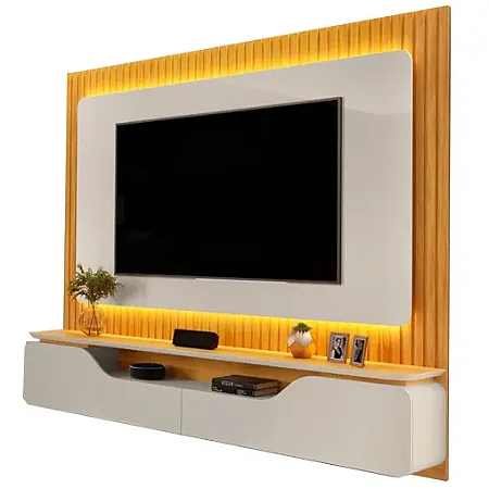 Painel Treviso para TV até 70 Polegadas Ripado com LED 2 Portas DJ