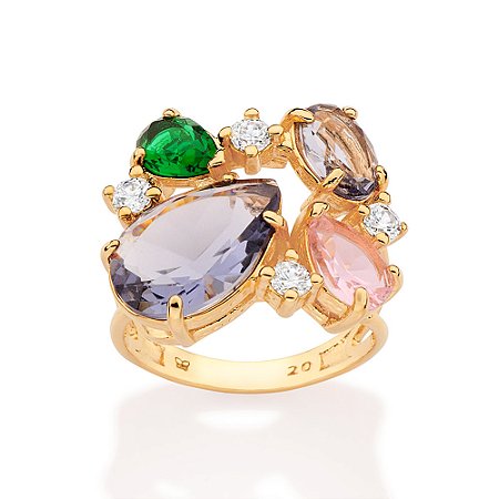 MAXI ANEL BANHADO A OURO 18K COM ZIRCÔNIAS E CRISTAIS  ROMMANEL 513577