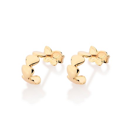 BRINCO MEIA ARGOLA CORAÇÕES BANHADO A OURO 18K ROMMANEL 527482