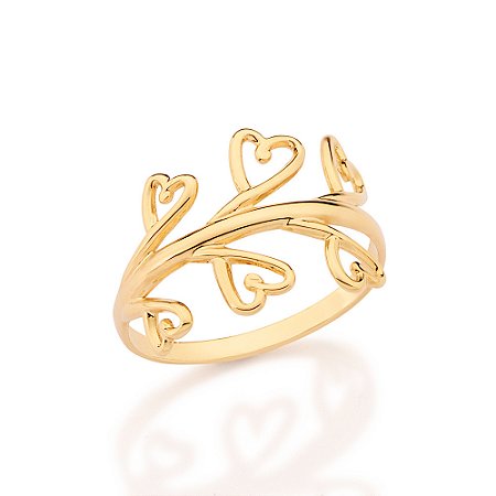 ANEL SKINNY CORAÇÕES BANHADO A OURO 18K ROMMANEL 513582