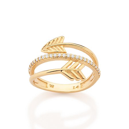 ANEL ARO TRIPLO FLECHA ZIRCÔNIAS BRANCAS BANHADO A OURO 18K ROMMANEL 513584